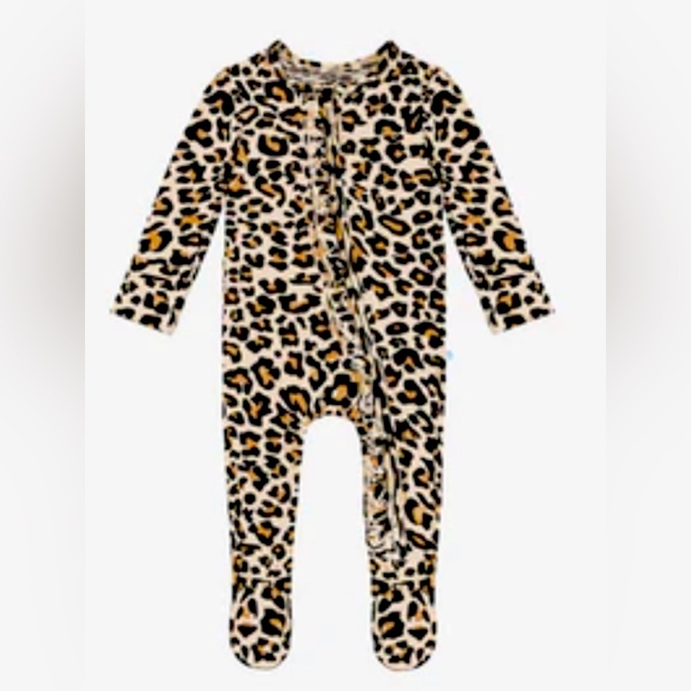 Lana Leopard Footie Ruffled Onesie